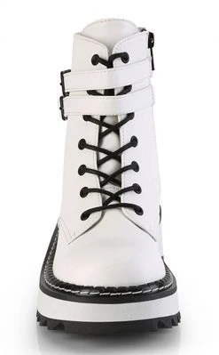Demonia Shoes LILITH-152 White Vegan Leather Ankle Boots