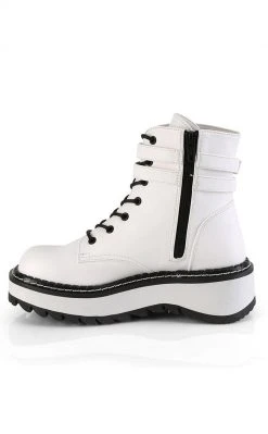 Demonia Shoes LILITH-152 White Vegan Leather Ankle Boots