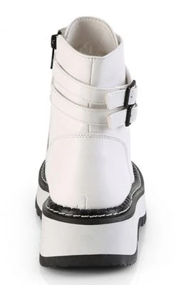 Demonia Shoes LILITH-152 White Vegan Leather Ankle Boots