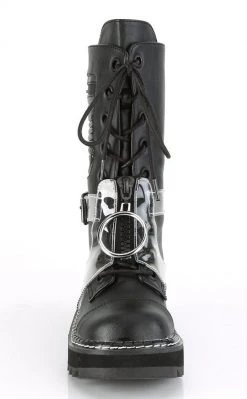 Demonia LILITH-271 Black & Clear Vegan Leather Lace Up Boots