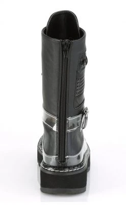 Demonia LILITH-271 Black & Clear Vegan Leather Lace Up Boots