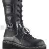 Demonia LILITH-271 Black & Clear Vegan Leather Lace Up Boots