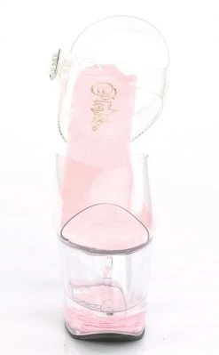 Pleaser LOVESICK-708GH Clear & Pink Glitter Heels Pole Shoes