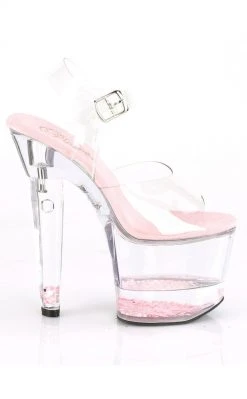 Pleaser LOVESICK-708GH Clear & Pink Glitter Heels Pole Shoes