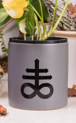 Death By Plants Leviathan Cross Plant Pot | Black On Grey Home & Gifts