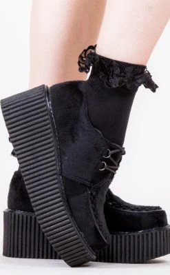 Music Legs Little Miss Black Ruffle Ankle Socks