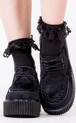 Music Legs Little Miss Black Ruffle Ankle Socks