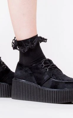 Music Legs Little Miss Black Ruffle Ankle Socks