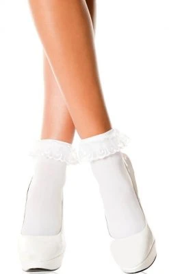 Music Legs Little Miss White Ruffle Anklets Clothing
