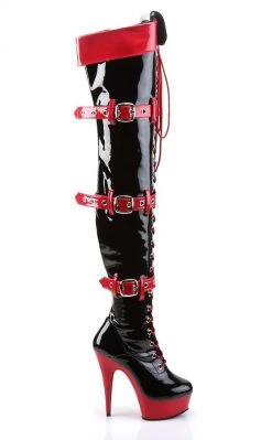 Funtasma MEDIC-3028 Black Red Patent Nurse Boots