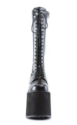 Demonia MEGA-602 Black Vegan Leather Knee High Platform Boots Shoes