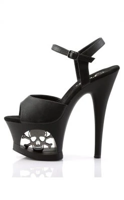 Pleaser Pole Shoes MOON-709SK Black Matte Skull Heels 9 Pleaser Pole Shoes MOON-709SK Black Matte Skull Heels