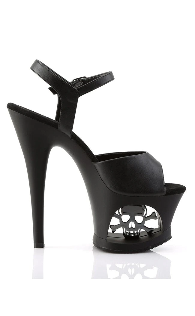 Pleaser Pole Shoes MOON-709SK Black Matte Skull Heels 7 Pleaser Pole Shoes MOON-709SK Black Matte Skull Heels