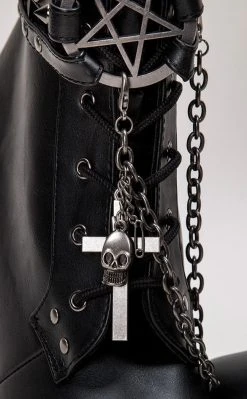 Demonia MUERTO-1001 Black & Pewter Steampunk Boots Shoes