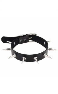 Cold Black Heart Chokers Malevolence Spiked Choker In Black