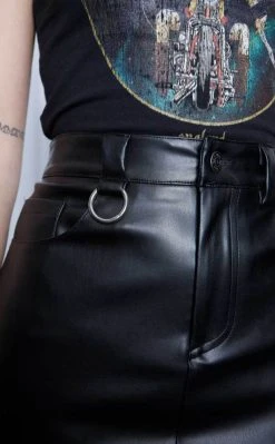 Mary Wyatt Merciful Faux Leather Skirt Clothing