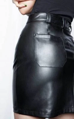 Mary Wyatt Merciful Faux Leather Skirt Clothing