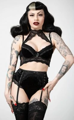 Killstar Clothing Mercy Lace Garter Belt | Black