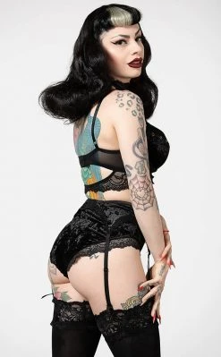 Killstar Clothing Mercy Lace Garter Belt | Black