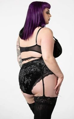 Killstar Clothing Mercy Lace Garter Belt | Black