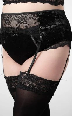Killstar Clothing Mercy Lace Garter Belt | Black