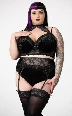 Killstar Clothing Mercy Lace Garter Belt | Black