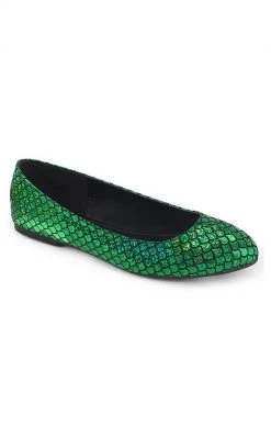 Funtasma Shoes Mermaid-21 Green Scale Flats