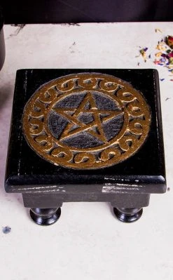 TB Mini Altar Table Stand | Black Pentagram Home Decor