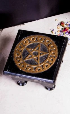 TB Mini Altar Table Stand | Black Pentagram Home Decor