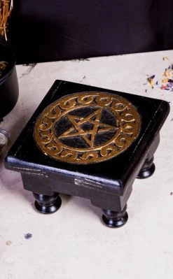 TB Mini Altar Table Stand | Black Pentagram Home Decor