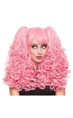 Rockstar Wigs Beauty Mischief Bubblegum Pink Curly Pigtail Wig