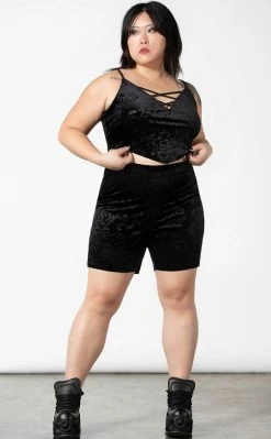 Killstar Misfortune Velvet Cycle Shorts Clothing