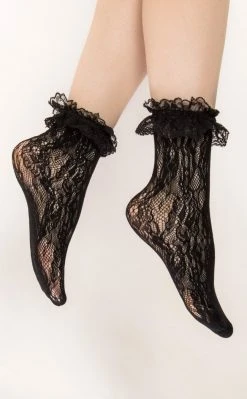 TB Clothing Miss Molly Lace Socks 2 Pack | Black & White