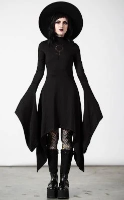 Tragic Beautiful Cosplay ???? Sales Shop 15 Killstar Mistress Mercury Long Sleeve Dress Clothing