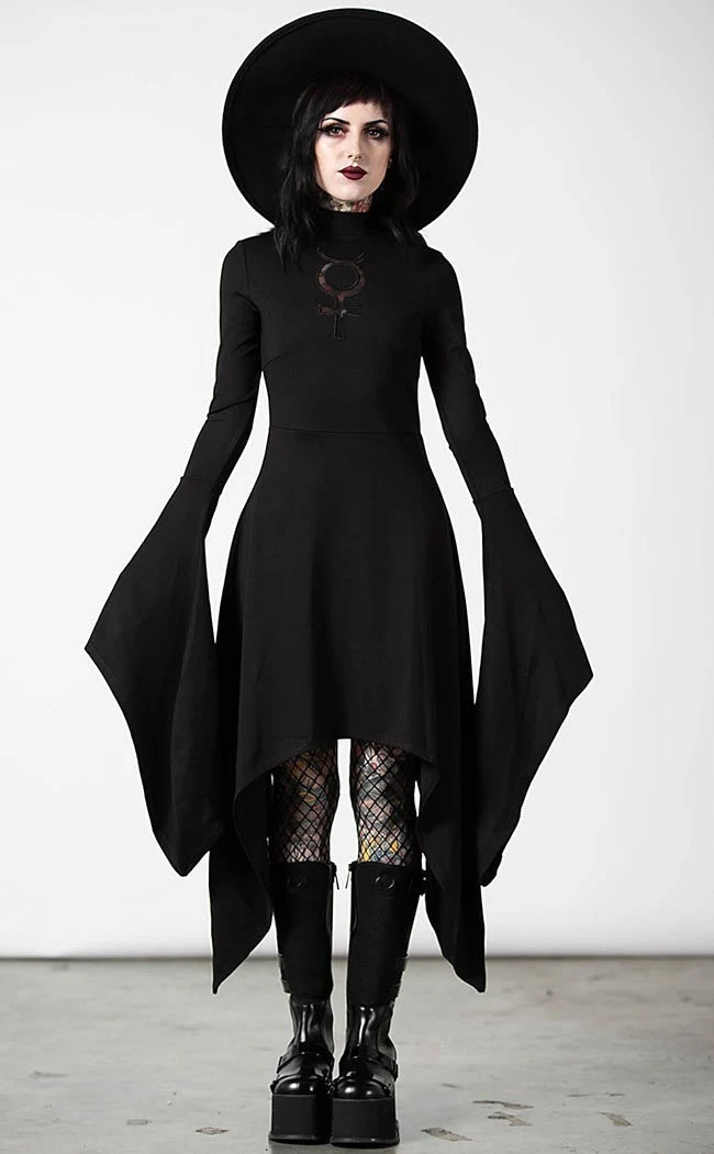 Killstar Mistress Mercury Long Sleeve Dress Clothing 3 Killstar Mistress Mercury Long Sleeve Dress Clothing