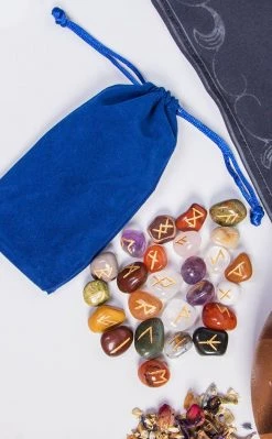 Crystals Mixed Stone Elder Futhark Viking Rune Set Home Decor