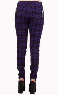 Banned Apparel Clothing Move On Up Tartan Jeans | Purple