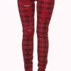 Banned Apparel Clothing Move On Up Tartan Jeans | Red