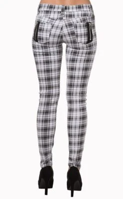 Banned Apparel Clothing Move On Up Tartan Jeans | White