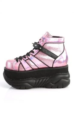 Demonia NEPTUNE-100 Pink Holographic Platform Sneaker Ankle Boots 9 Demonia NEPTUNE-100 Pink Holographic Platform Sneaker Ankle Boots