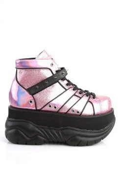 Demonia NEPTUNE-100 Pink Holographic Platform Sneaker Ankle Boots 11 Demonia NEPTUNE-100 Pink Holographic Platform Sneaker Ankle Boots