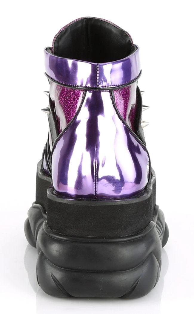 Demonia NEPTUNE-100 Purple Holographic Platform Sneaker Ankle Boots 6 Demonia NEPTUNE-100 Purple Holographic Platform Sneaker Ankle Boots