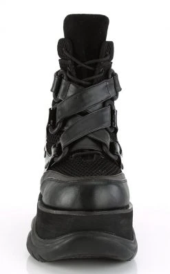 Demonia NEPTUNE-126 Black Fishnet Platform Sneaker Ankle Boots Shoes
