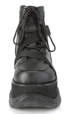Demonia Shoes NEPTUNE-181 Black Vegan Leather Platform Ankle Boots
