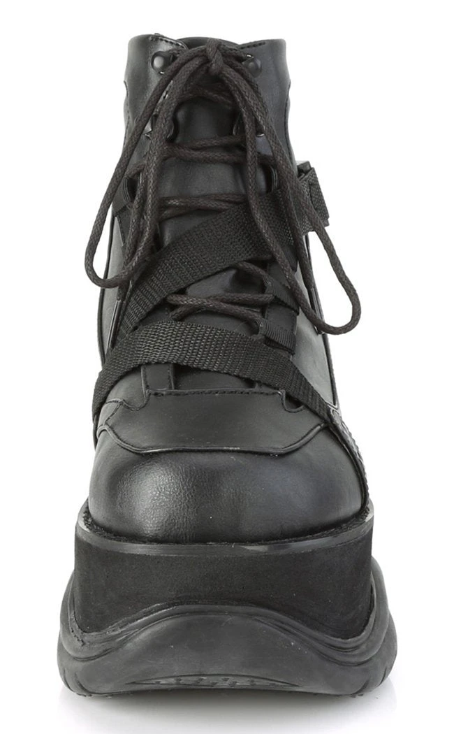 Demonia Shoes NEPTUNE-181 Black Vegan Leather Platform Ankle Boots 4 Demonia Shoes NEPTUNE-181 Black Vegan Leather Platform Ankle Boots