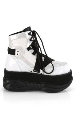 Demonia NEPTUNE-181 White Vegan Leather Platform Boots