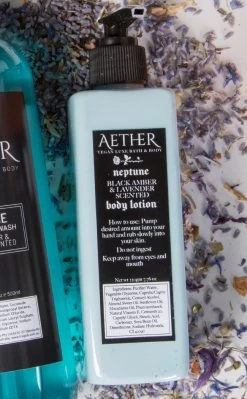 Aether Beauty Neptune Black Amber & Lavender Scented Navy Blue Lotion