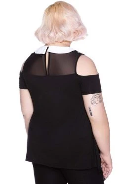 Killstar Clothing Nunsense Collar Cold Shoulder Top
