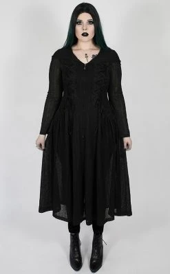Punk Rave Clothing Oleander Long Coat | Black | Plus Size