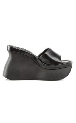 Demonia PACE-01 Black Vegan Leather Slide Sandals (Au Stock) Shoes